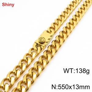 550x13mm stainless steel gold Cuban chain necklace - KN285422-Z