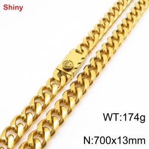 700x13mm stainless steel gold Cuban chain necklace - KN285425-Z