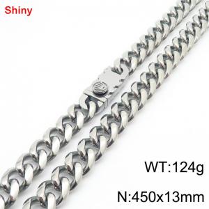 450x13mm stainless steel Cuban chain necklace in steel color - KN285427-Z