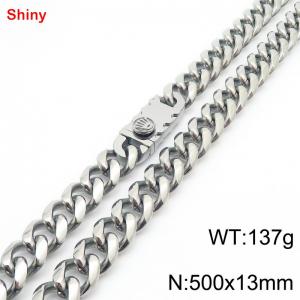 500x13mm stainless steel Cuban chain necklace in steel color - KN285428-Z