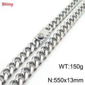 550x13mm stainless steel Cuban chain necklace in steel color - KN285429-Z