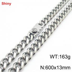 600x13mm stainless steel Cuban chain necklace in steel color - KN285430-Z