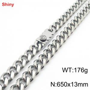 650x13mm stainless steel Cuban chain necklace in steel color - KN285431-Z