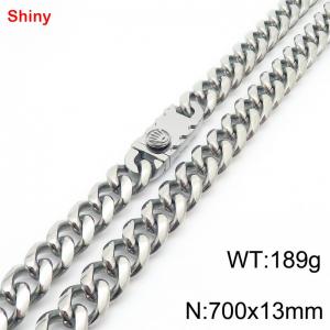 700x13mm stainless steel Cuban chain necklace in steel color - KN285432-Z