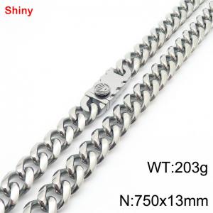 750x13mm stainless steel Cuban chain necklace in steel color - KN285433-Z