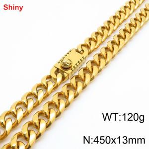 450x13mm stainless steel gold Cuban chain necklace - KN285441-Z