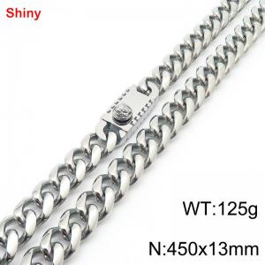 450x13mm stainless steel Cuban chain necklace in steel color - KN285448-Z