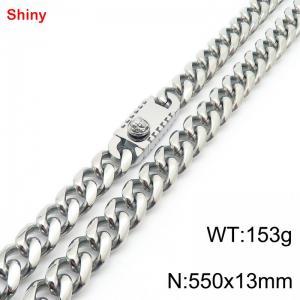 550x13mm stainless steel Cuban chain necklace in steel color - KN285450-Z