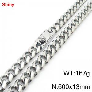 600x13mm stainless steel Cuban chain necklace in steel color - KN285451-Z