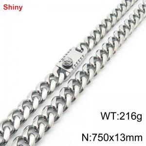 750x13mm stainless steel Cuban chain necklace in steel color - KN285454-Z