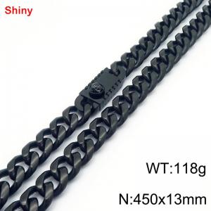 450x13mm stainless steel black Cuban chain necklace - KN285455-Z