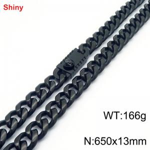 650x13mm stainless steel black Cuban chain necklace - KN285459-Z