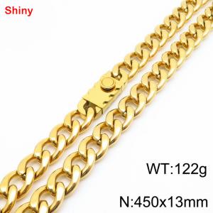 450x13mm wide gold Cuban chain stainless steel necklace - KN285462-Z