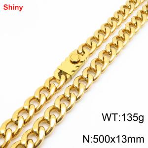 500x13mm wide gold Cuban chain stainless steel necklace - KN285463-Z