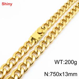 750x13mm wide gold Cuban chain stainless steel necklace - KN285468-Z