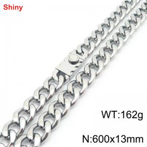 600x13mm wide Cuban chain stainless steel necklace - KN285472-Z