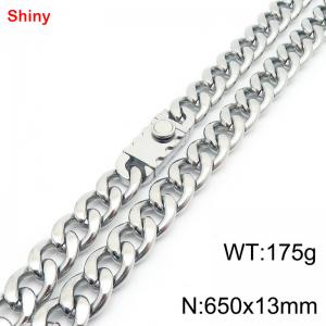 650x13mm wide Cuban chain stainless steel necklace - KN285473-Z