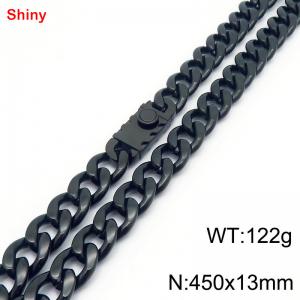 450x13mm wide black Cuban chain stainless steel necklace - KN285476-Z