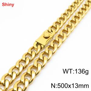 500x13mm wide gold Cuban chain stainless steel necklace - KN285484-Z