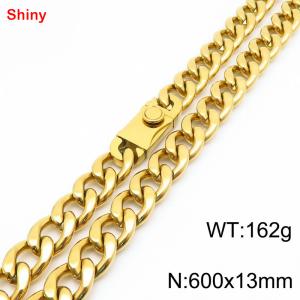 600x13mm wide gold Cuban chain stainless steel necklace - KN285486-Z