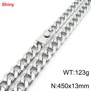 450x13mm wide Cuban chain stainless steel necklace - KN285490-Z