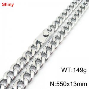 550x13mm wide Cuban chain stainless steel necklace - KN285492-Z