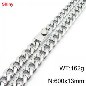 600x13mm wide Cuban chain stainless steel necklace - KN285493-Z