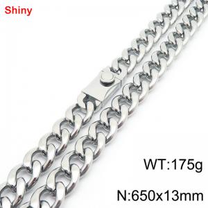 650x13mm wide Cuban chain stainless steel necklace - KN285494-Z