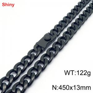 450x13mm wide black Cuban chain stainless steel necklace - KN285497-Z