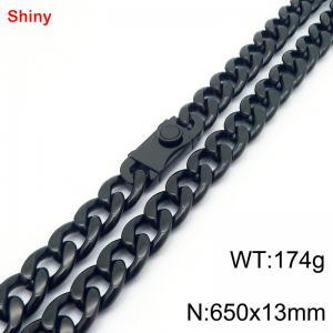 650x13mm wide black Cuban chain stainless steel necklace - KN285501-Z