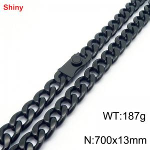 700x13mm wide black Cuban chain stainless steel necklace - KN285502-Z