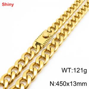 450x13mm wide gold Cuban chain stainless steel necklace - KN285504-Z