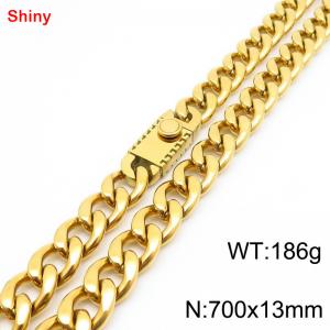 700x13mm wide gold Cuban chain stainless steel necklace - KN285509-Z