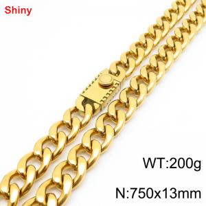 750x13mm wide gold Cuban chain stainless steel necklace - KN285510-Z