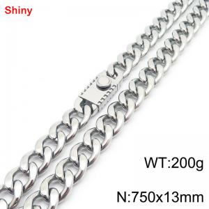 750x13mm wide Cuban chain stainless steel necklace - KN285517-Z