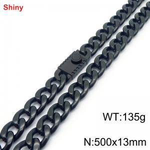 500x13mm wide black Cuban chain stainless steel necklace - KN285519-Z