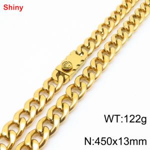 450x13mm wide gold Cuban chain stainless steel necklace - KN285525-Z