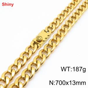 700x13mm wide gold Cuban chain stainless steel necklace - KN285530-Z