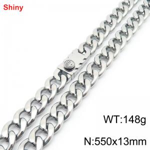 550x13mm wide Cuban chain stainless steel necklace - KN285534-Z