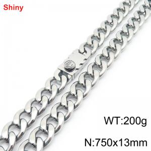 750x13mm wide Cuban chain stainless steel necklace - KN285538-Z