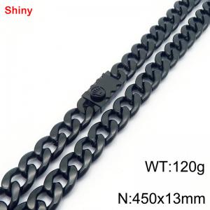 450x13mm wide black Cuban chain stainless steel necklace - KN285539-Z