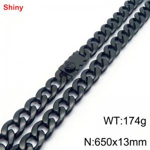 650x13mm wide black Cuban chain stainless steel necklace - KN285543-Z