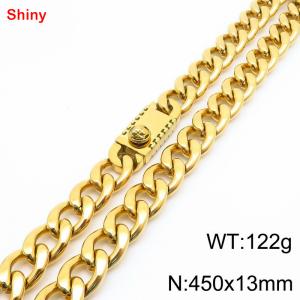 450x13mm wide gold Cuban chain stainless steel necklace - KN285546-Z