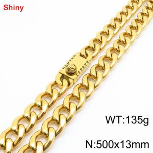 500x13mm wide gold Cuban chain stainless steel necklace - KN285547-Z