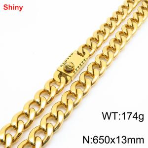 650x13mm wide gold Cuban chain stainless steel necklace - KN285550-Z