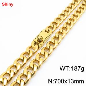 700x13mm wide gold Cuban chain stainless steel necklace - KN285551-Z