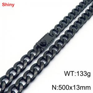 500x13mm wide black Cuban chain stainless steel necklace - KN285561-Z