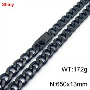 650x13mm wide black Cuban chain stainless steel necklace - KN285564-Z