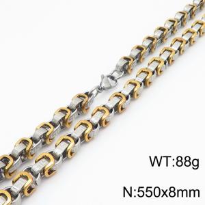High Quality 18k Gold and Silver Stainless Steel Box Chain Great Wall Line Necklaces Jewelry For Men - KN285613-JG