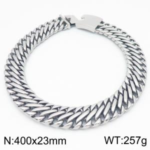 400x23mm Personality High Quality Stainless Steel Chunky Double Mesh Chains Jewelry Necklace for Men - KN285625-KJX